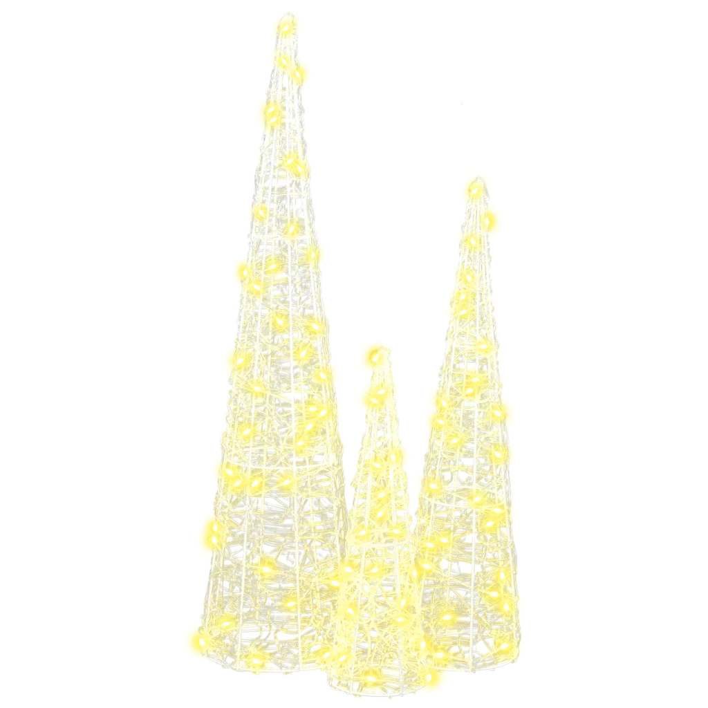 Juletræ med 90 LED'er 3 pcs Varm hvid 20 x 20 x 80 cm Akryl