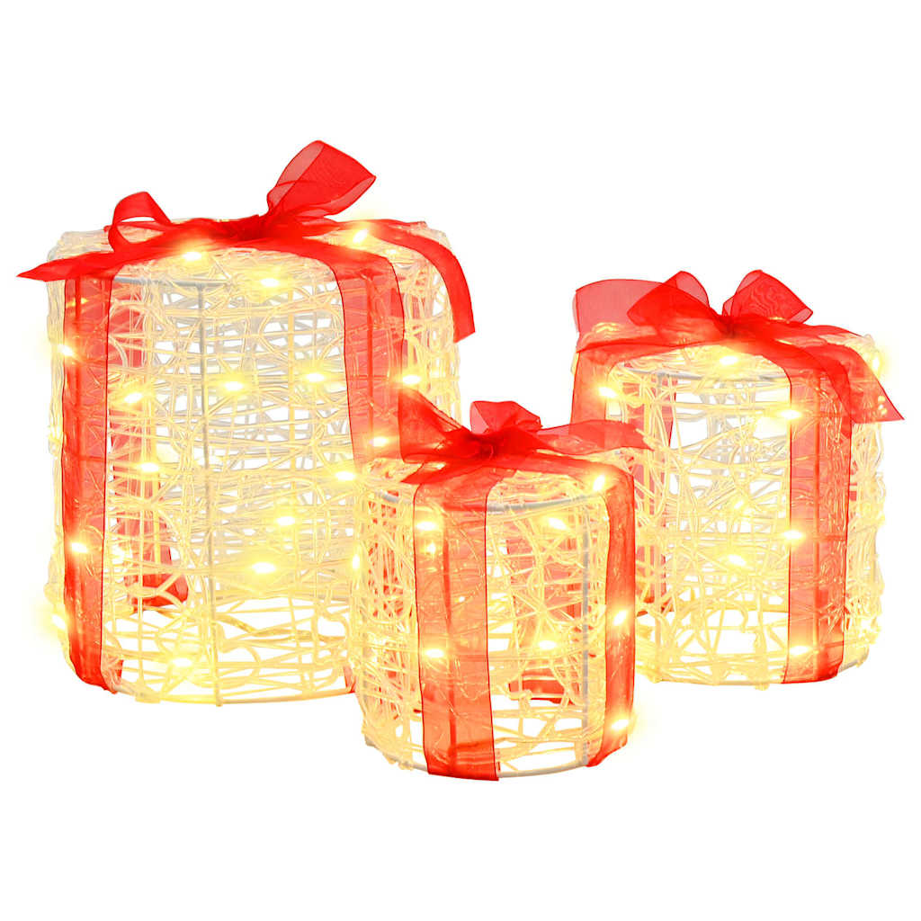 Gaveæske dekoration 3 pcs Varm hvid 20 x 20 x 21 cm Akryl