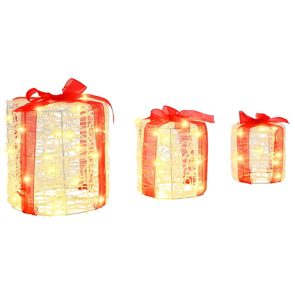 Gaveæske dekoration 3 pcs Varm hvid 20 x 20 x 21 cm Akryl