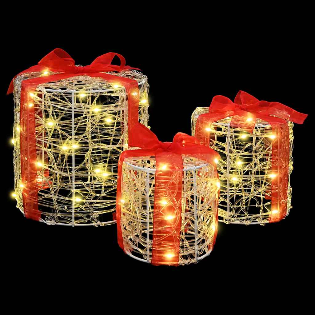 Gaveæske dekoration 3 pcs Varm hvid 20 x 20 x 21 cm Akryl