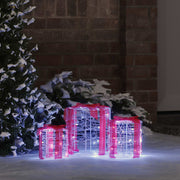 Gaveæske dekoration 3 pcs Kold hvid 20 x 20 x 21 cm Akryl