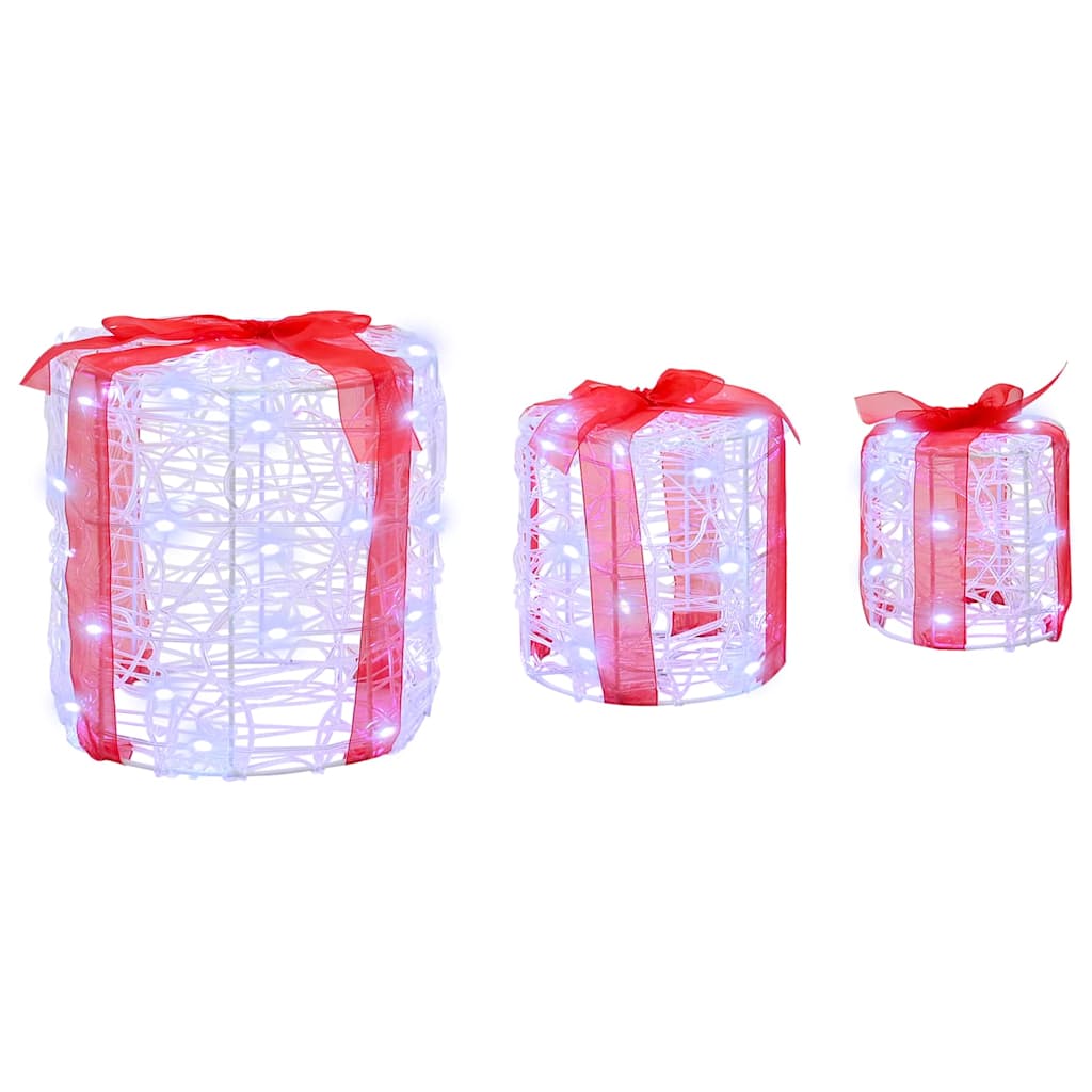 Gaveæske dekoration 3 pcs Kold hvid 20 x 20 x 21 cm Akryl