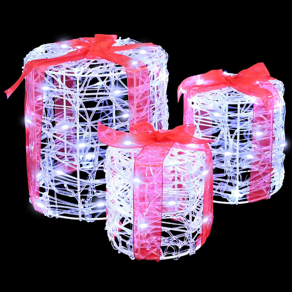 Gaveæske dekoration 3 pcs Kold hvid 20 x 20 x 21 cm Akryl