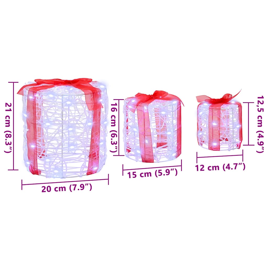 Gaveæske dekoration 3 pcs Kold hvid 20 x 20 x 21 cm Akryl