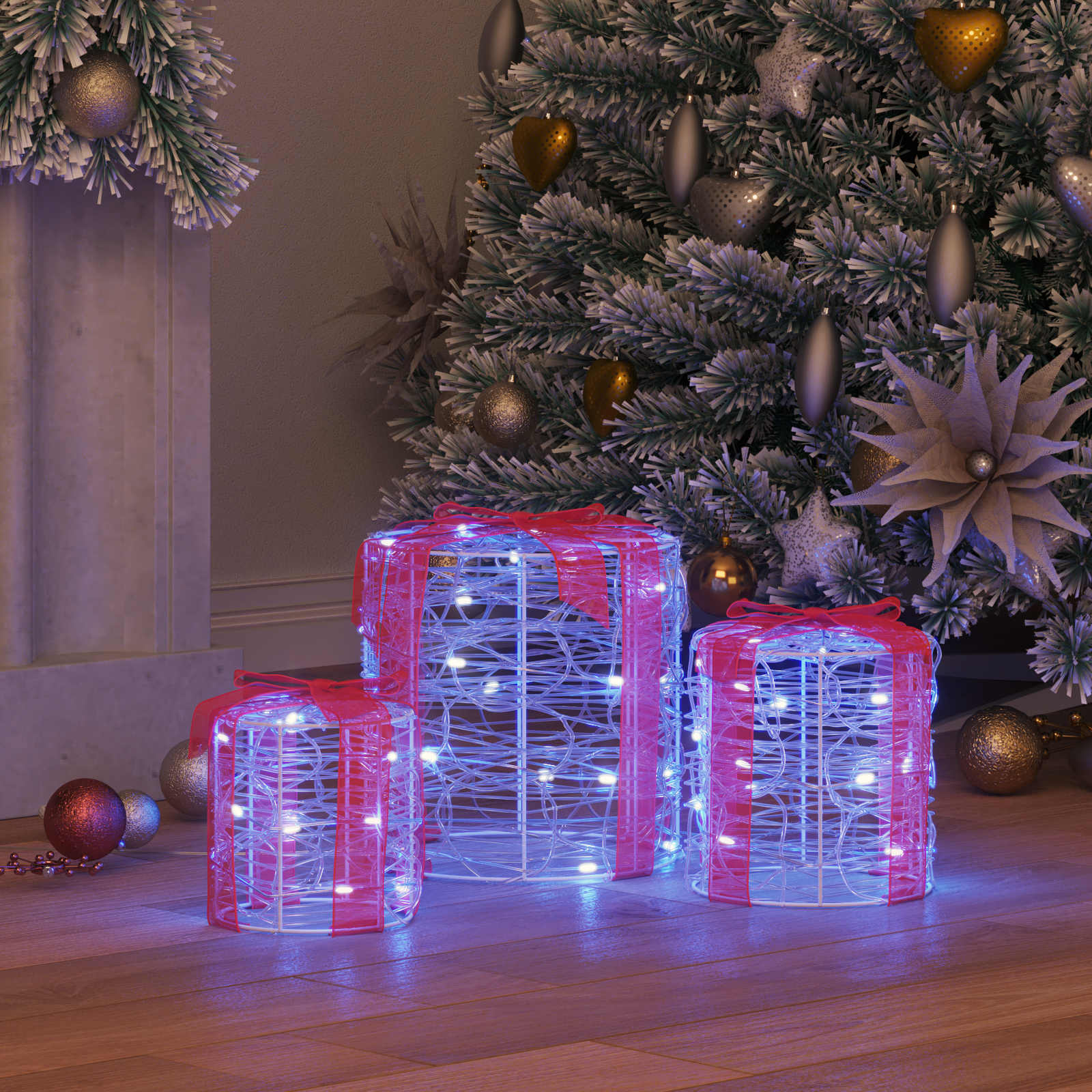 Gaveæske dekoration 3 pcs Blå 20 x 20 x 21 cm Akryl