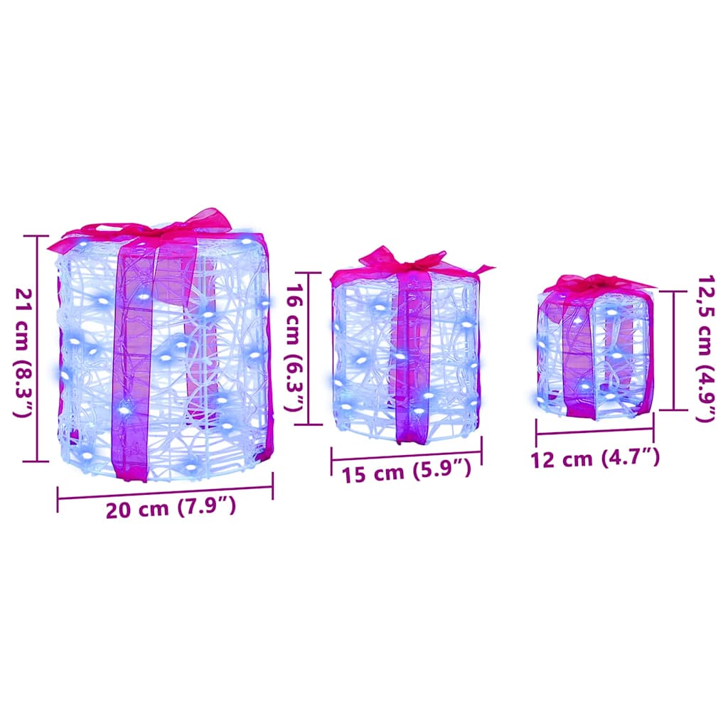 Gaveæske dekoration 3 pcs Blå 20 x 20 x 21 cm Akryl
