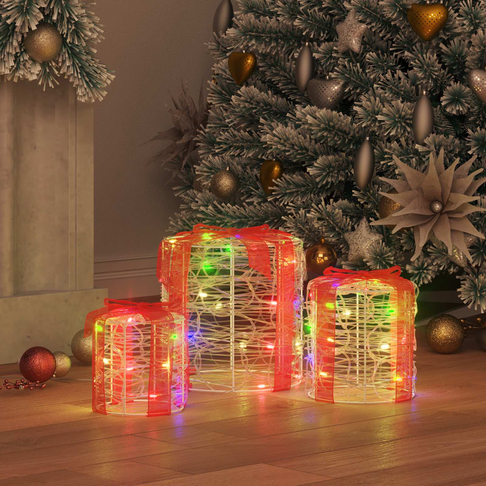 Gaveæske dekoration 3 pcs farverig 20 x 20 x 21 cm Akryl