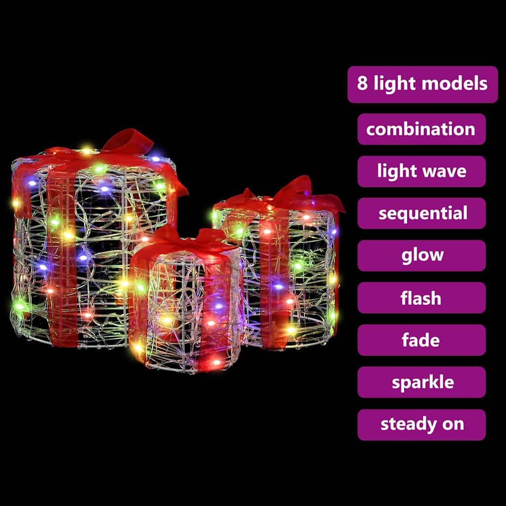 Gaveæske dekoration 3 pcs farverig 20 x 20 x 21 cm Akryl