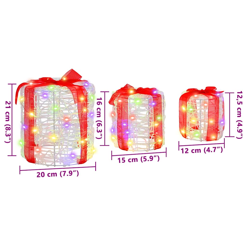 Gaveæske dekoration 3 pcs farverig 20 x 20 x 21 cm Akryl