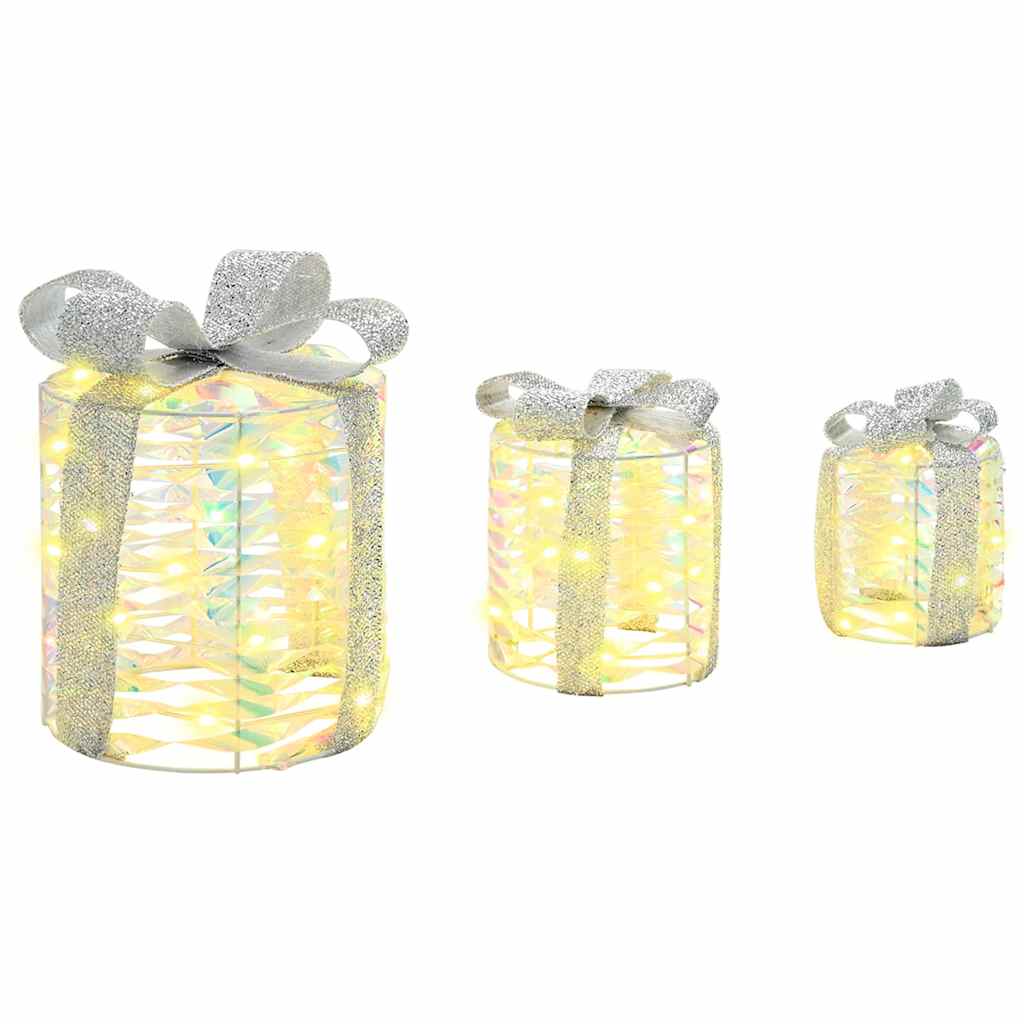 Gaveæske Dekoration 3 pcs Varm hvid 20 x 20 x 20 cm PET