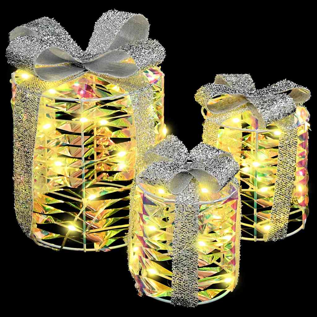 Gaveæske Dekoration 3 pcs Varm hvid 20 x 20 x 20 cm PET