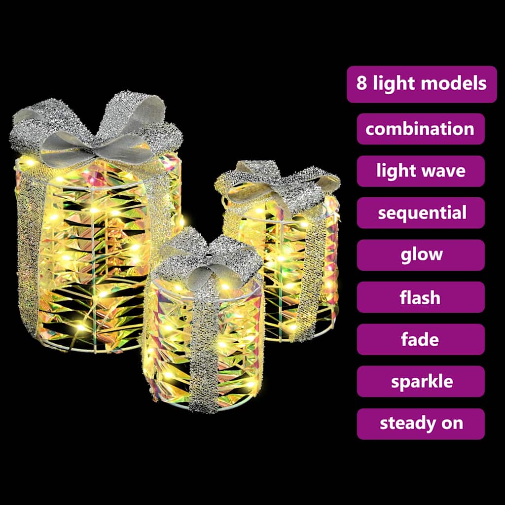 Gaveæske Dekoration 3 pcs Varm hvid 20 x 20 x 20 cm PET