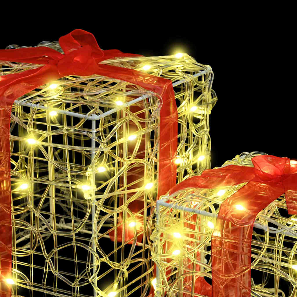 Gaveæske med 60 LED'er 3 pcs Varm hvid 20 x 20 x 20 cm Akryl