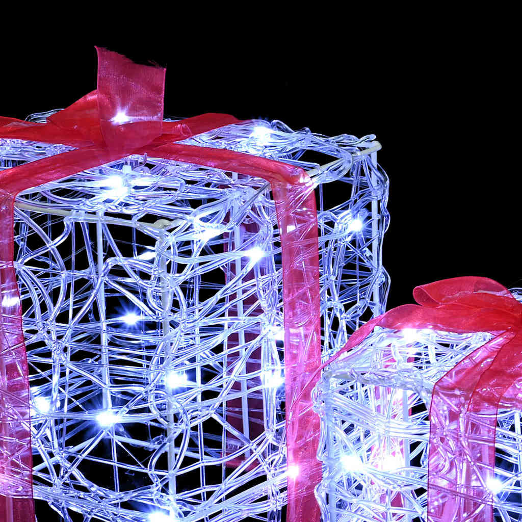 Gaveæske med 60 LED'er 3 pcs Kold hvid 20 x 20 x 20 cm Akryl