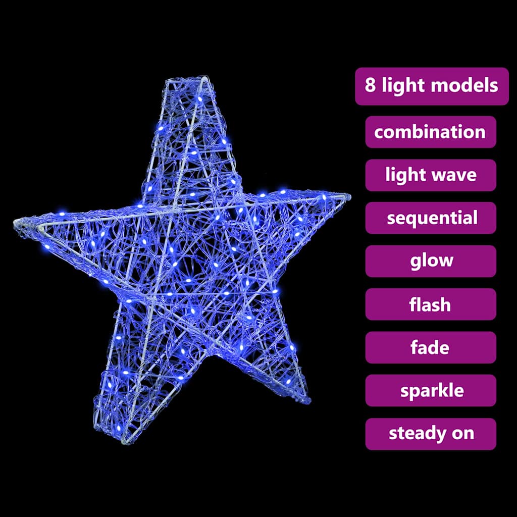 3D Stjerne med 50 LED'er Blå 55 x 53.5 x 10 cm Akryl