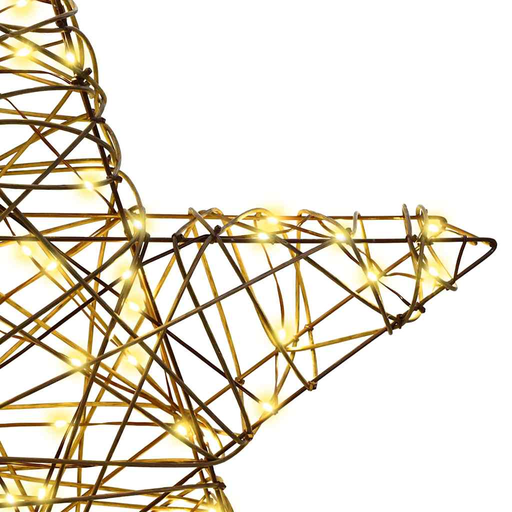 3D Stjerne med 50 LED'er Varm hvid 55 x 52,5 x 9 cm Rattan