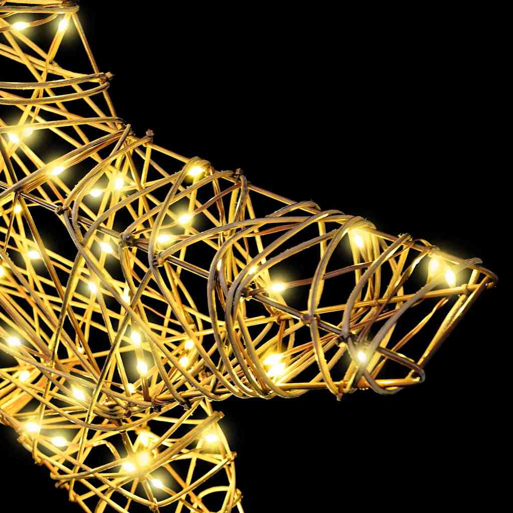 3D Stjerne med 50 LED'er Varm hvid 55 x 52,5 x 9 cm Rattan