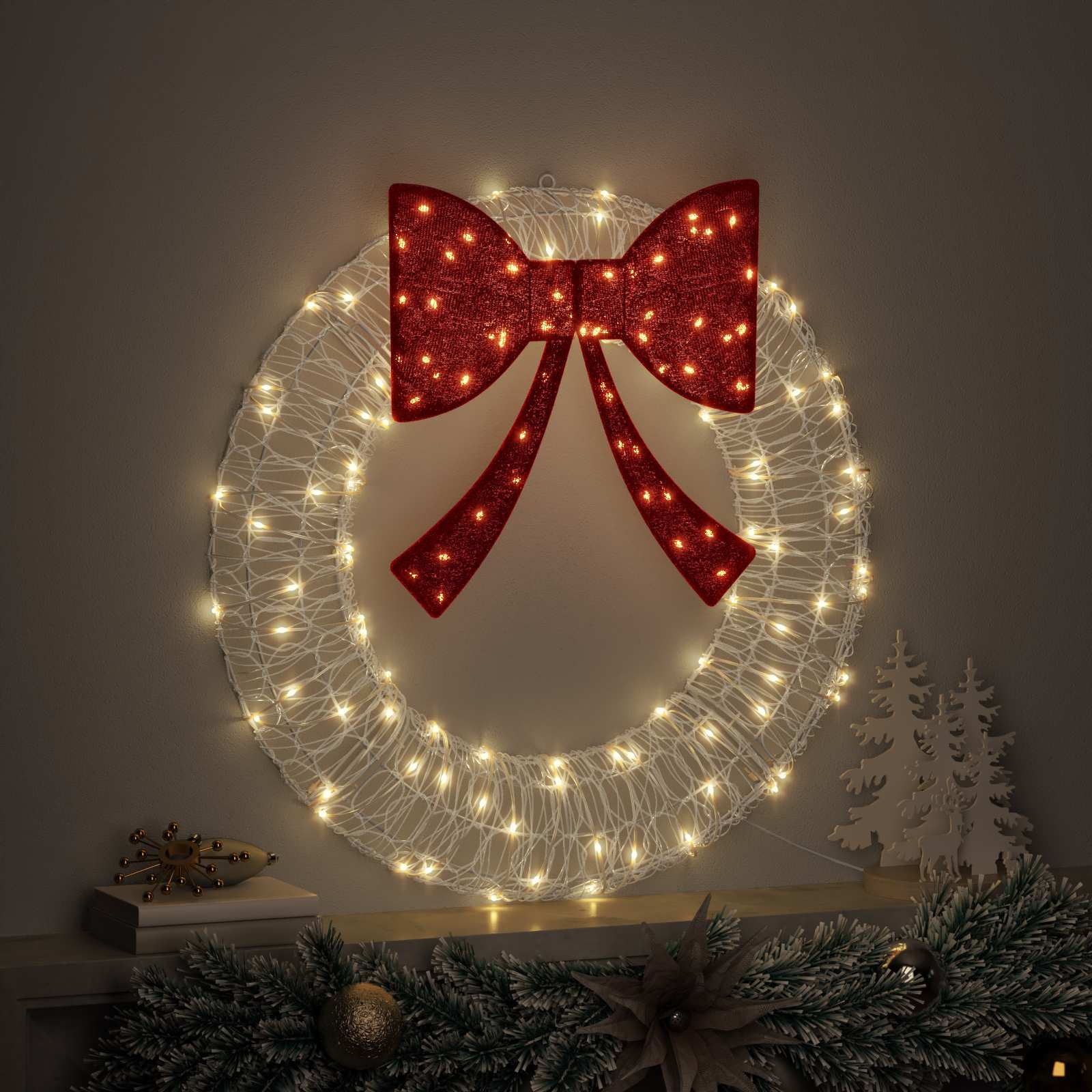 Krans med 60 LED'er Varm hvid 76 x 76 x 8,5 cm Akryl