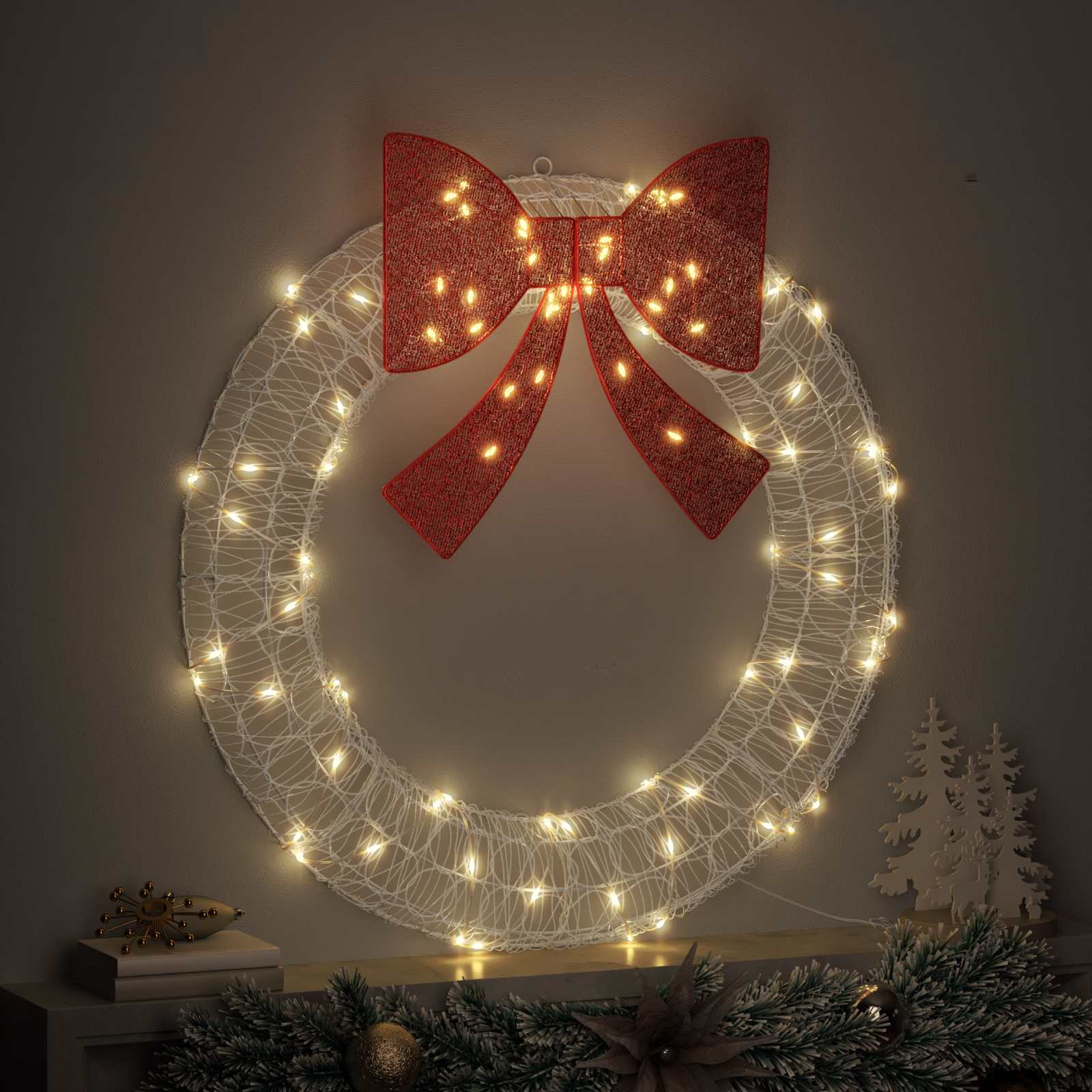 Krans med 80 LED'er Varm hvid 92 x 92 x 9,5 cm Akryl