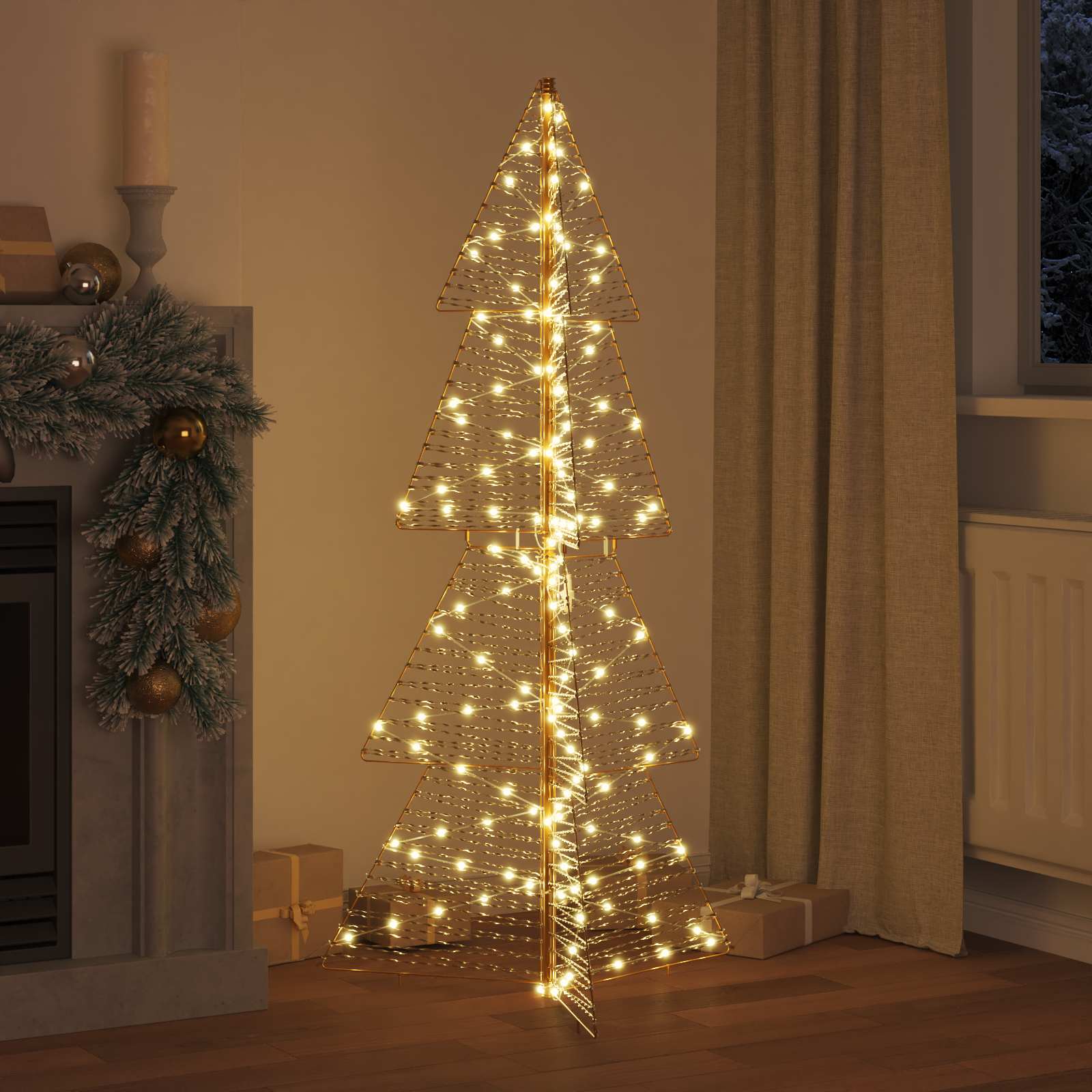 Juletræ med 160 LED'er Varm hvid 150 cm PET
