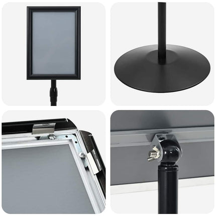 Pedestal Plakatstand Sølv a4 PVC og Stål