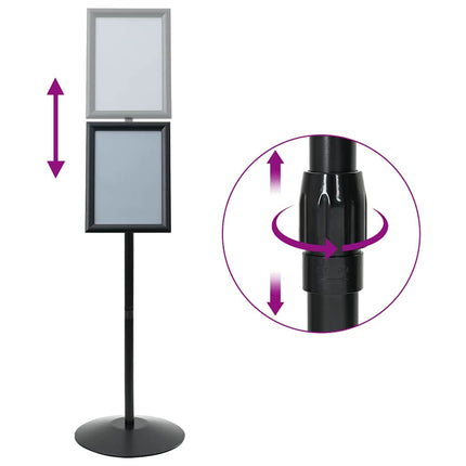 Pedestal Plakatstand Sølv a4 PVC og Stål