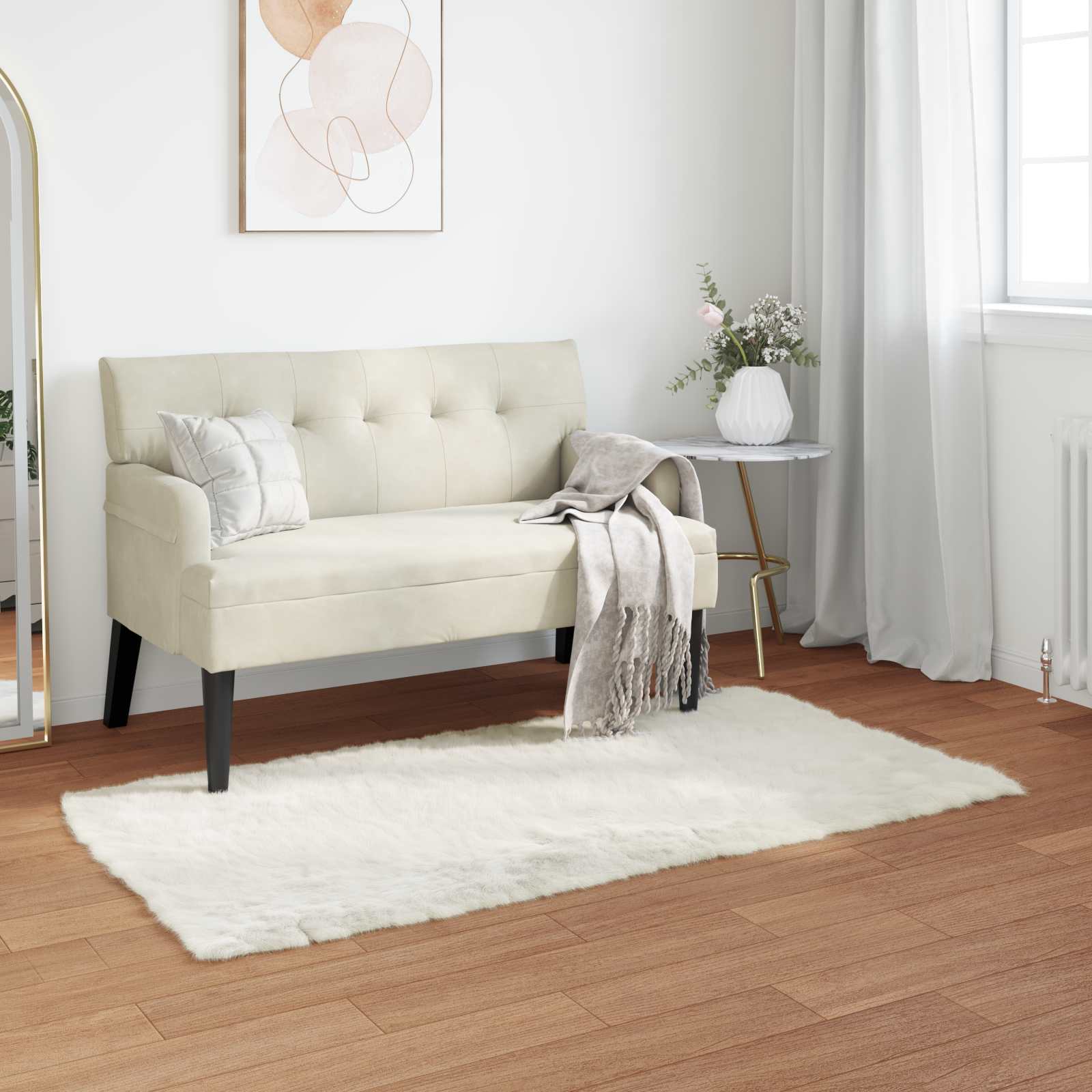 vidaXL TAFALLA - Fuskobbel Lammeskindstæppe - Hvid - 60x110 cm