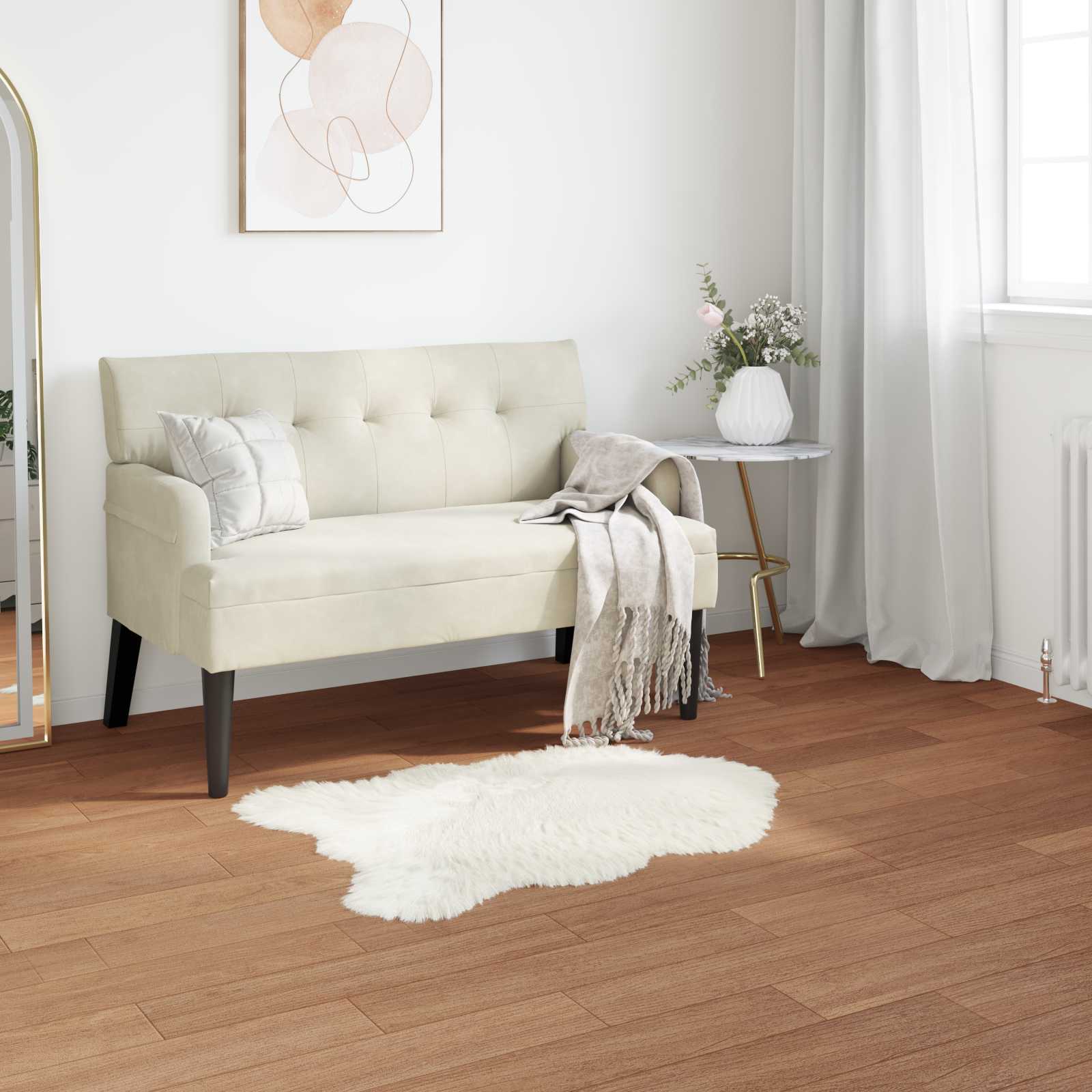 vidaXL Tafalla - Fuskepels Tæppe - Hvid - 60x90 cm