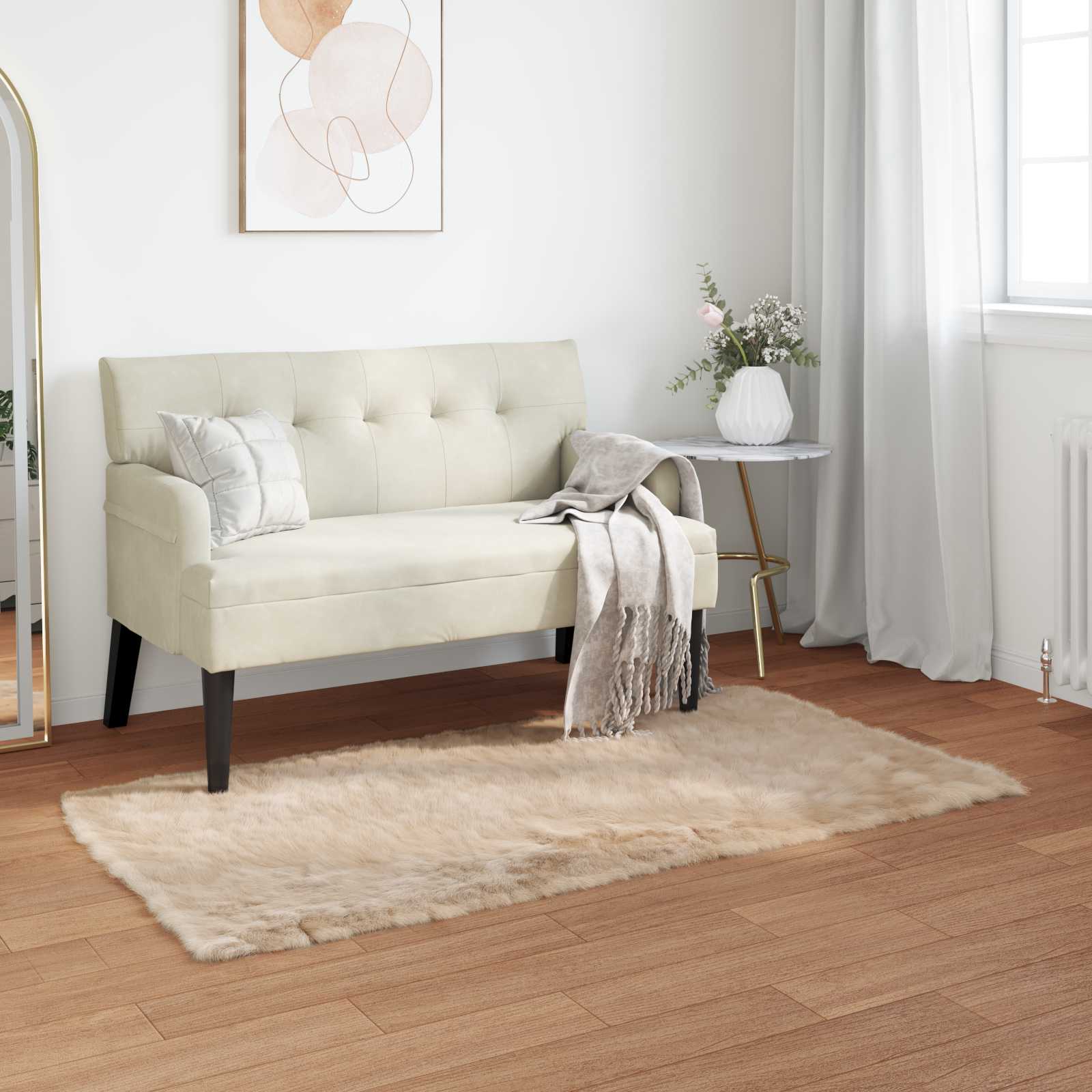 vidaXL TAFALLA - Faux Lammeskindstæppe - Beige - 80 x 150 cm