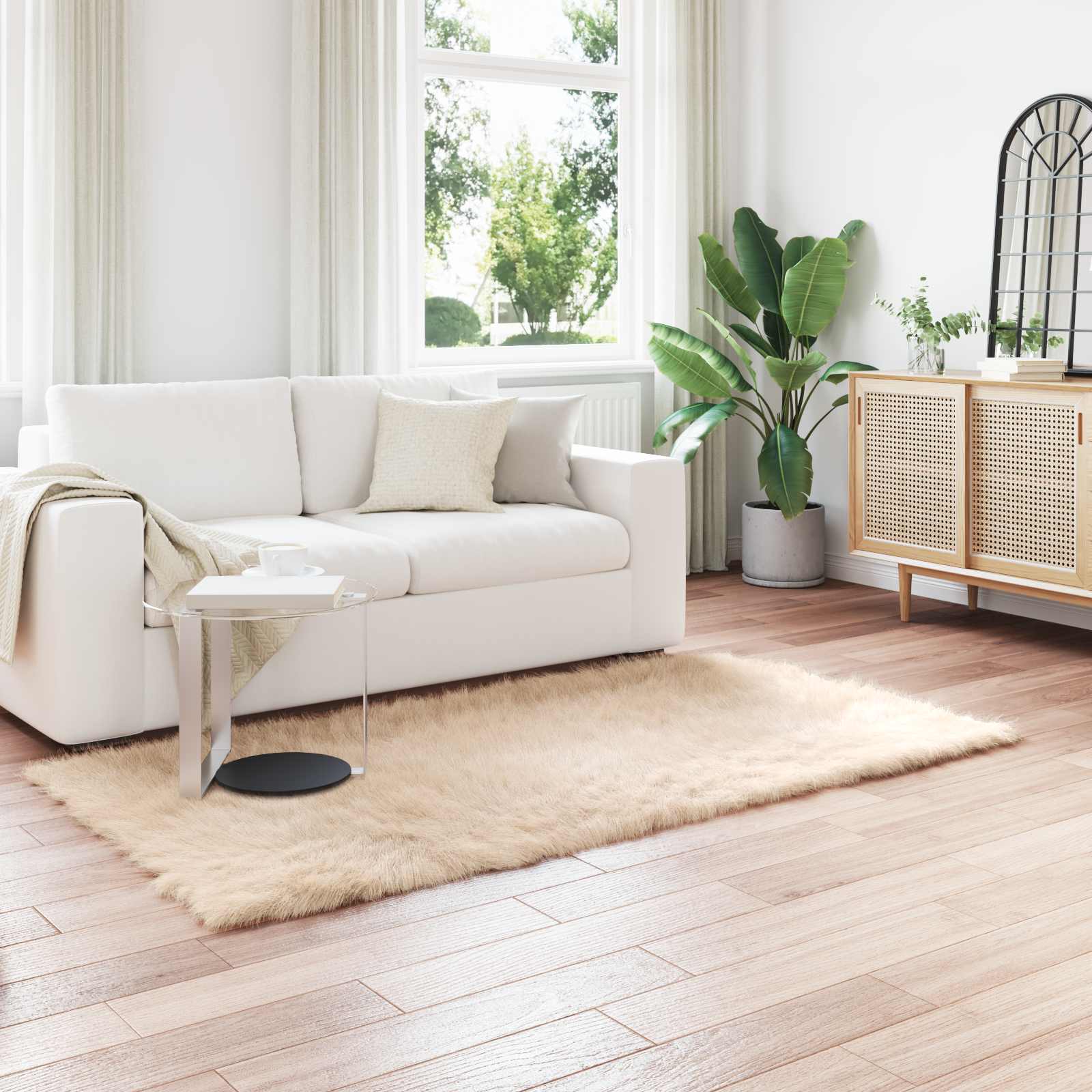 vidaXL Tafalla - Fuskopels Tæppe - Beige - 80x200 cm