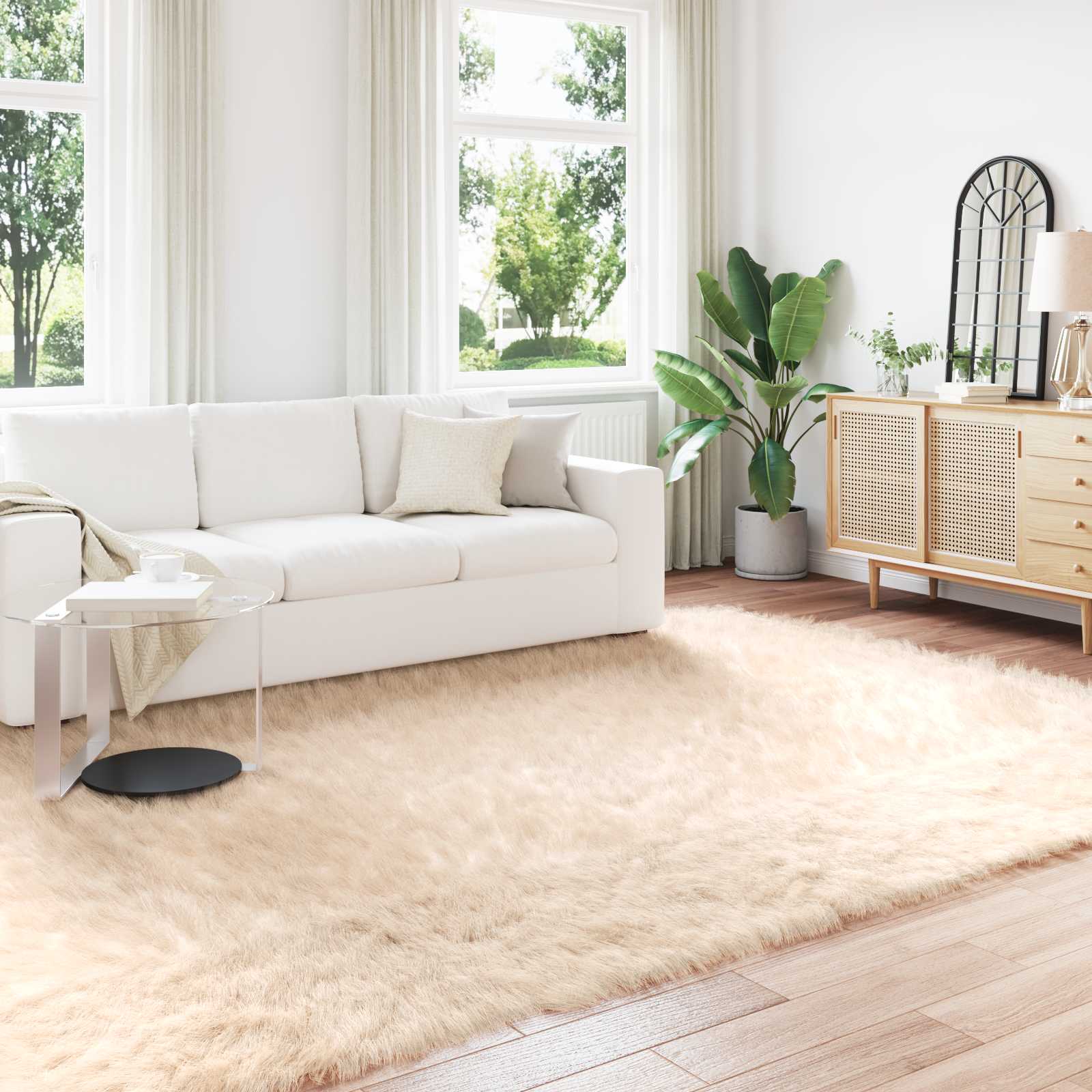 vidaXL TAFALLA - Fuskepels Tæppe - Beige - 200x280 cm