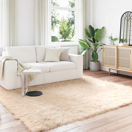 Fuskobbel lammeskindstæppe TAFALLA Beige 240 x 240 cm Polyester