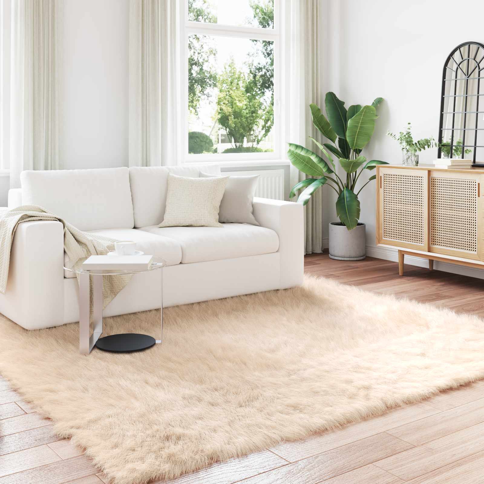 vidaXL TAFALLA - Faux Lammeskindstæppe - Beige - 240x240 cm