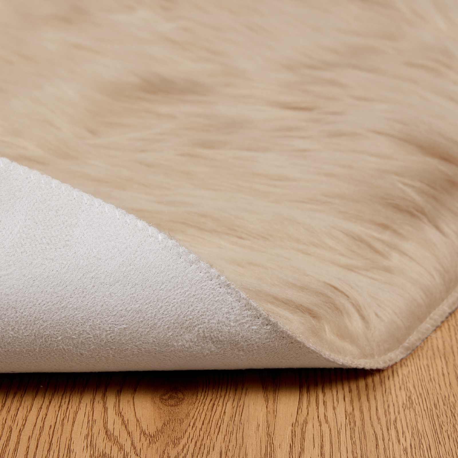Fuskobbel lammeskindstæppe TAFALLA Beige Ø 100 cm Polyester