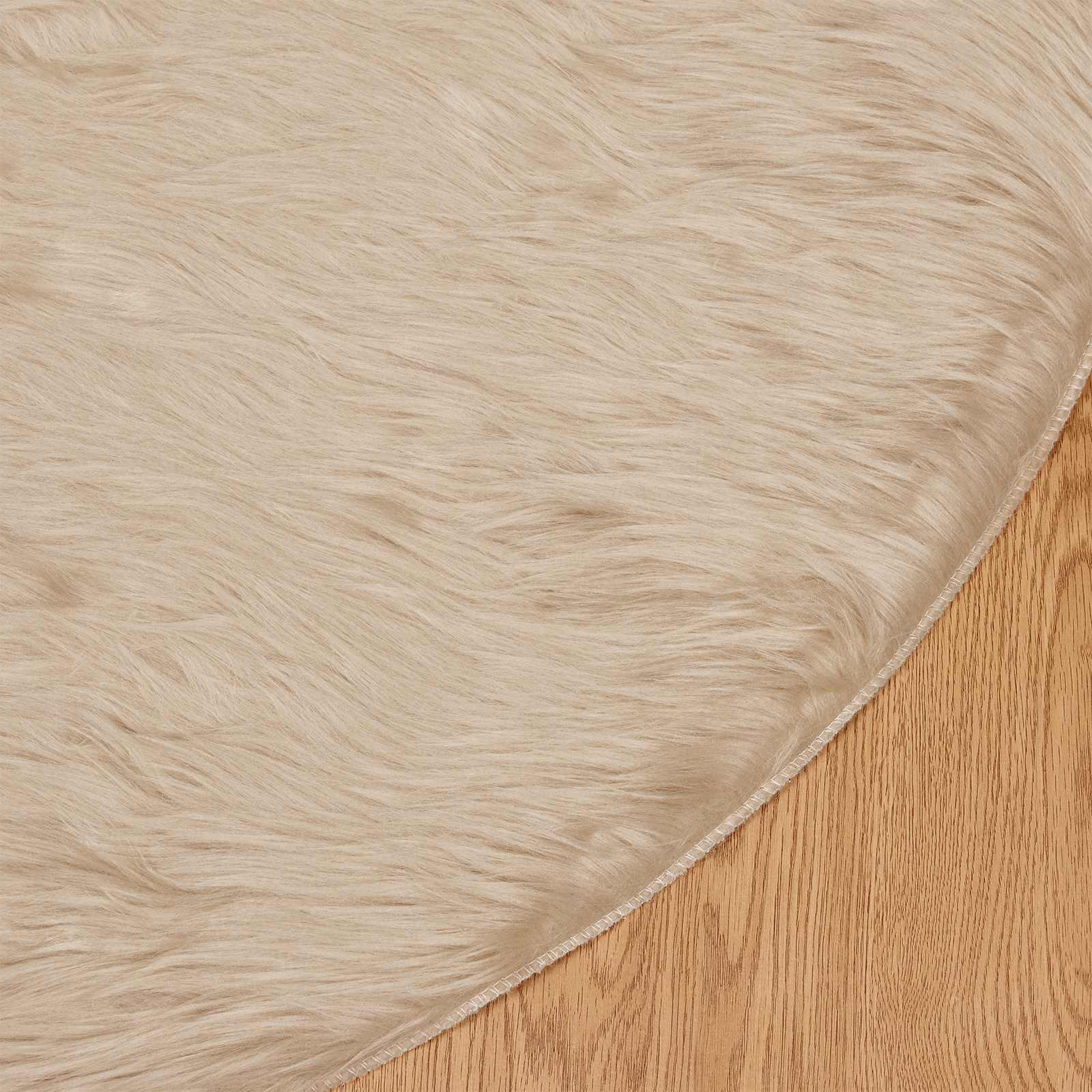 Fuskobbel lammeskindstæppe TAFALLA Beige Ø 100 cm Polyester