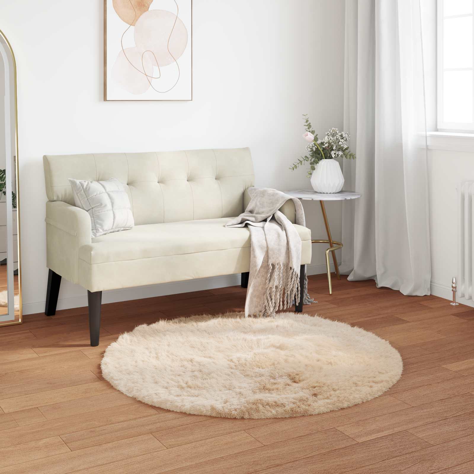 vidaXL TAFALLA - Fuskobbel Lammeskindstæppe - Beige - Ø100 cm