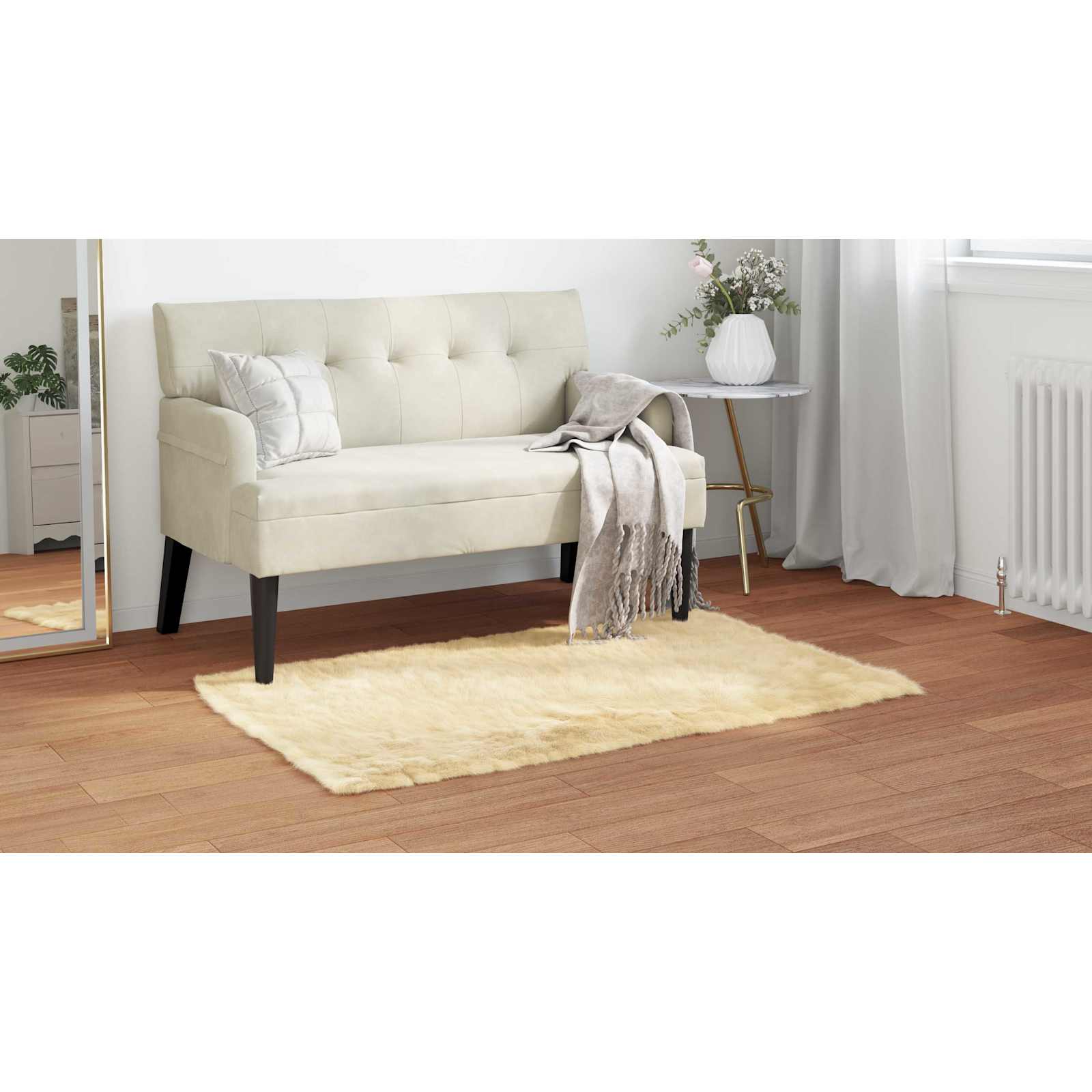 Fuskobbel lammeskindstæppe TAFALLA Cremefarvet 60 x 110 cm