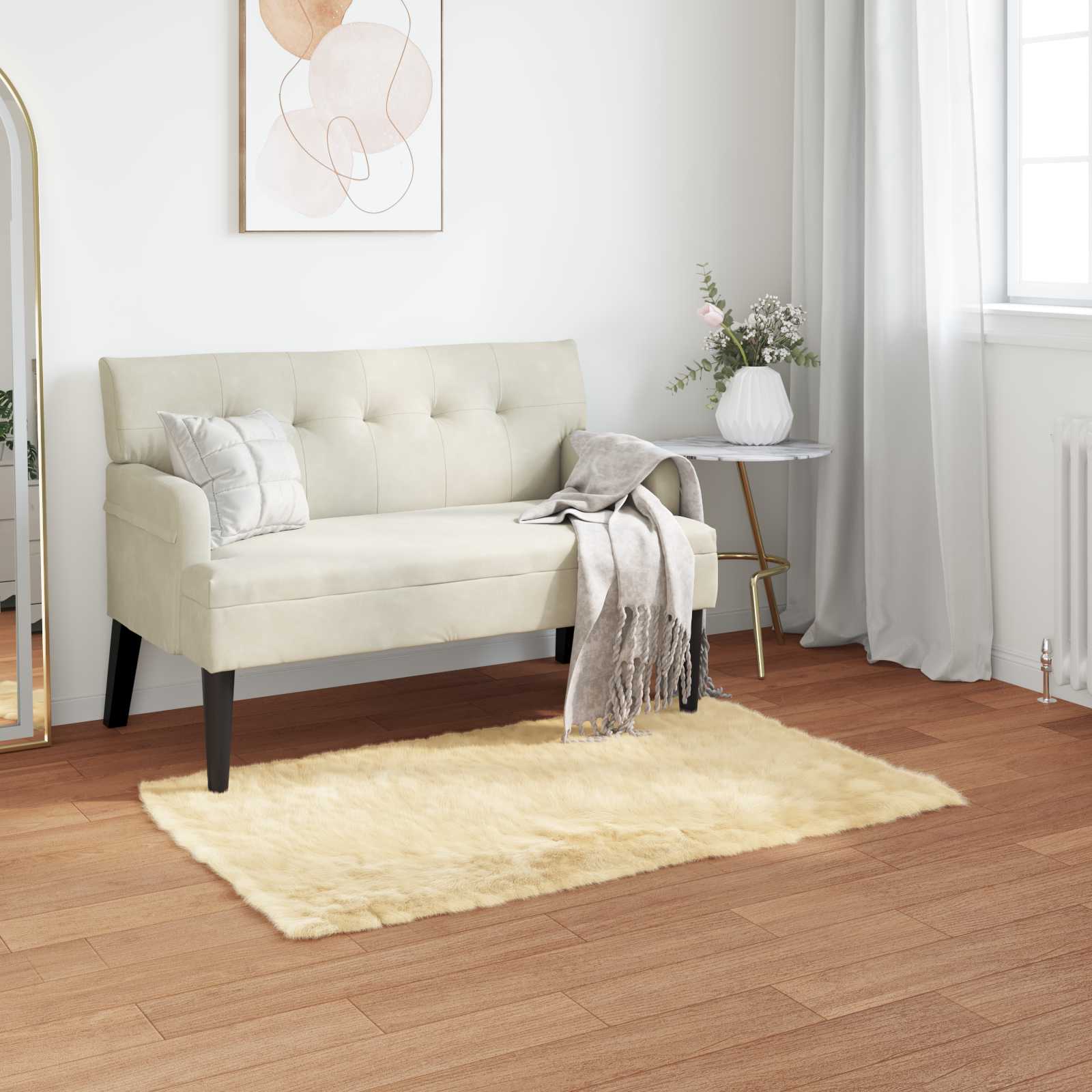 vidaXL TAFALLA - Fuskobbel Lammeskindstæppe - Creme - 60x110 cm