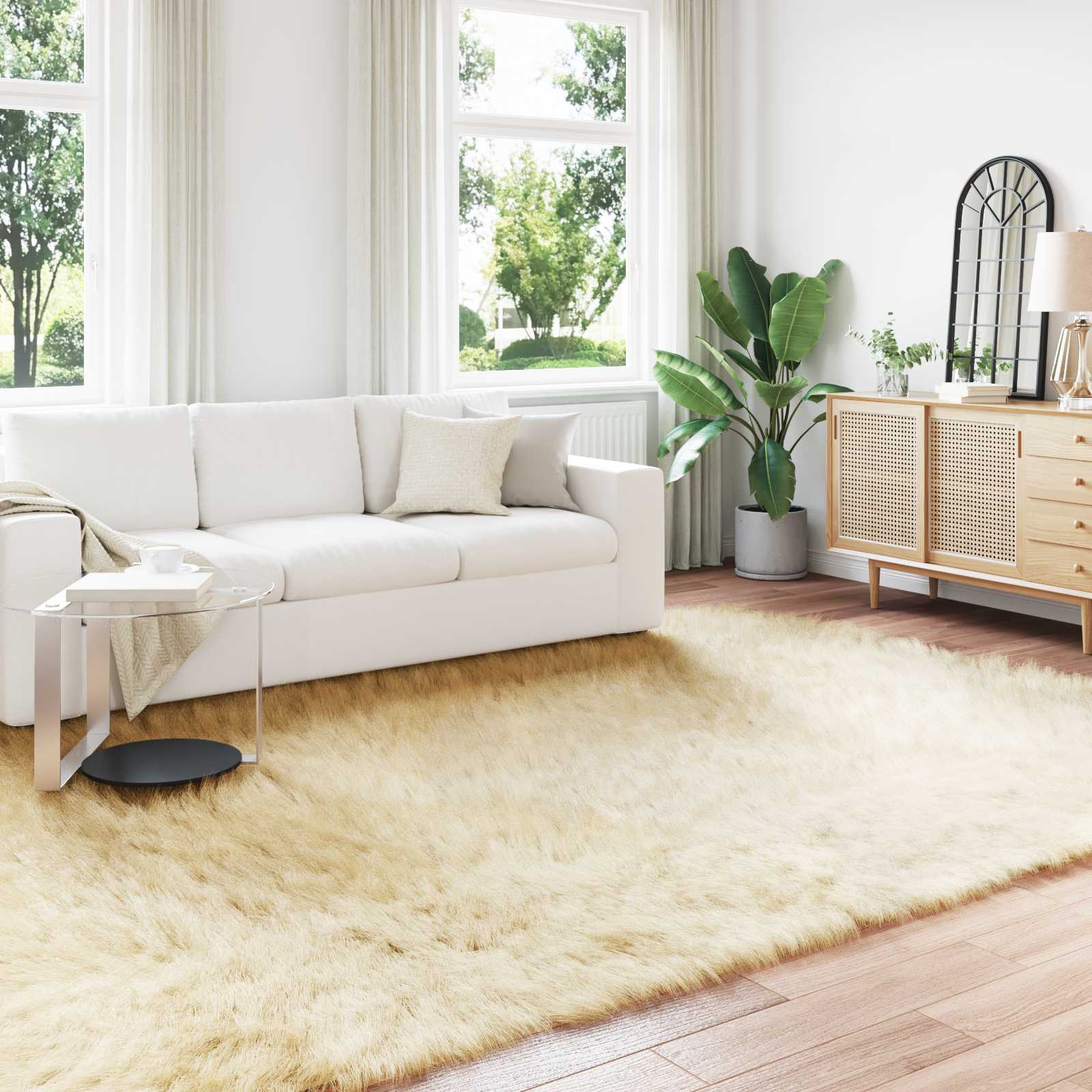 vidaXL TAFALLA - Fuskobbel Lammeskindstæppe - Creme - 200x280 cm