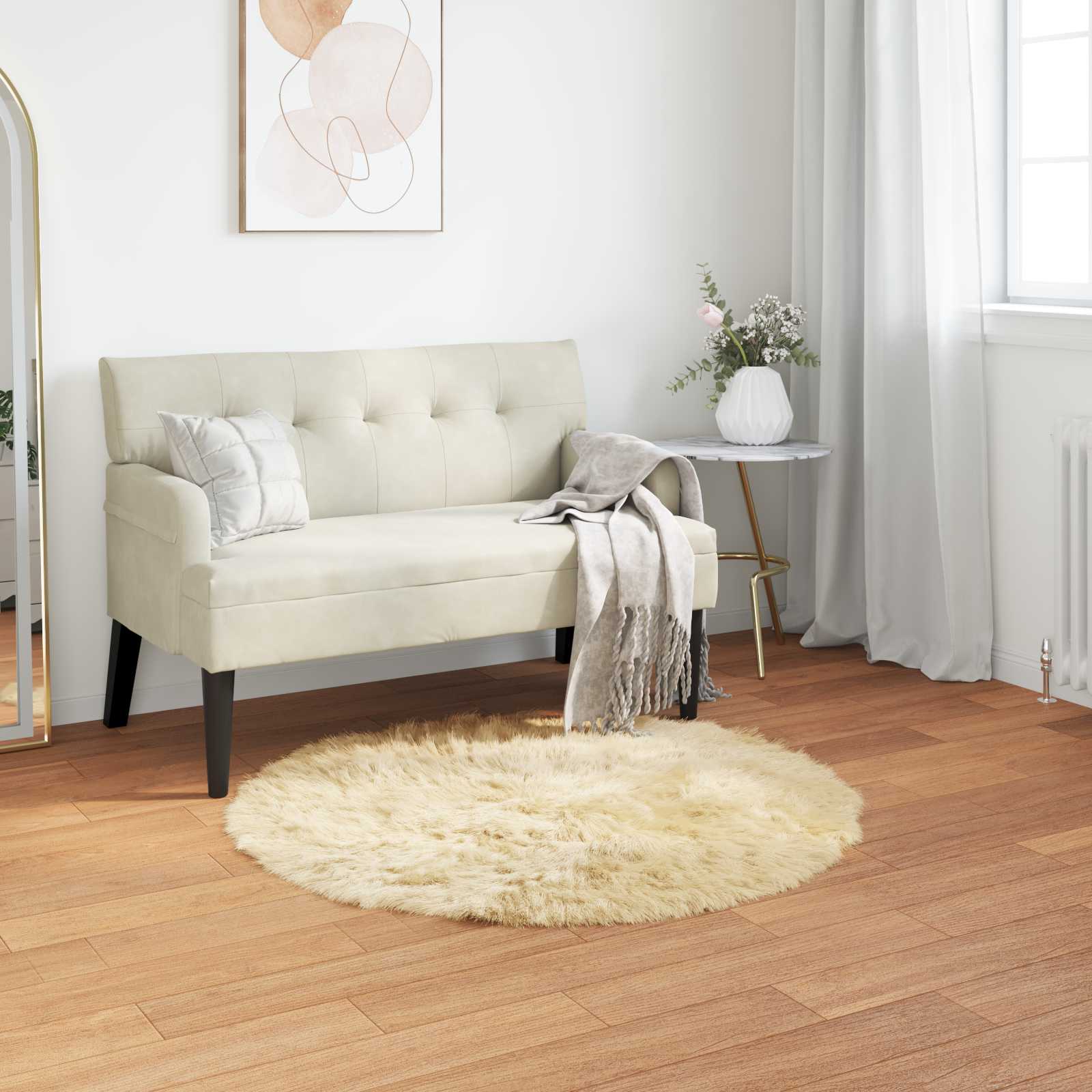 vidaXL TAFALLA - Lammeskindstæppe - Creme - Ø120 cm