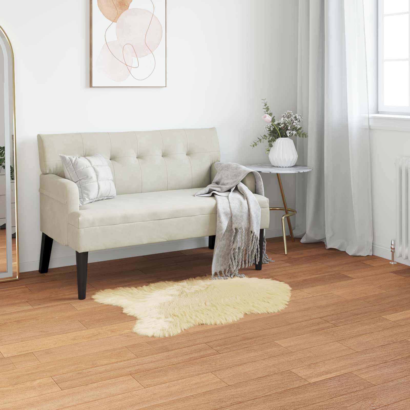 vidaXL TAFALLA - Lammeskindstæppe i falsk pels - Cremefarvet - 50x80 cm