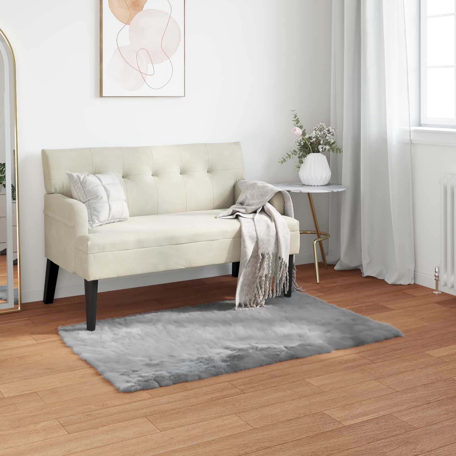 vidaXL TAFALLA - Fuskobbel Lammeskindstæppe - Grå - 60x110 cm
