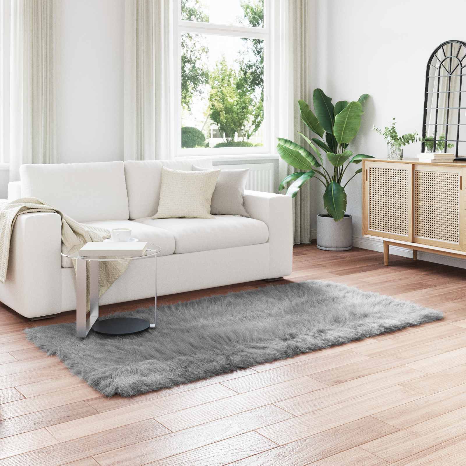 vidaXL TAFALLA - Fuskobbel Lammeskindstæppe - Grå - 80x200 cm