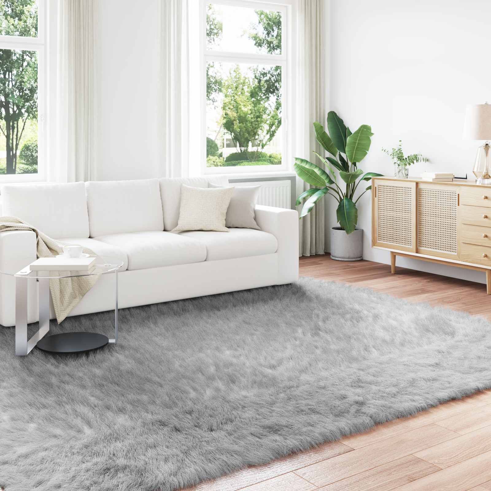 vidaXL TAFALLA - Fuskobbel Lammeskindstæppe - Grå - 240x340 cm