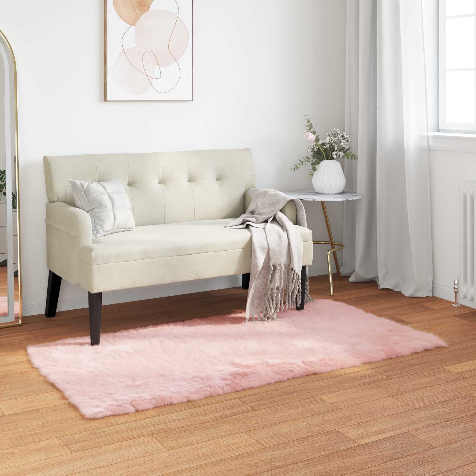 vidaXL TAFALLA - Fuskepels Tæppe - Pink - 60x110 cm