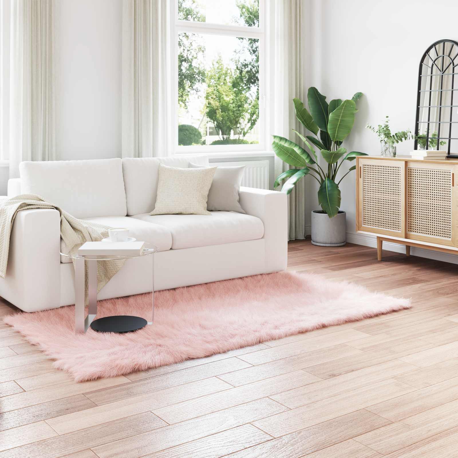 vidaXL TAFALLA - Fuskobbel Lammeskindstæppe - Pink - 80x200 cm