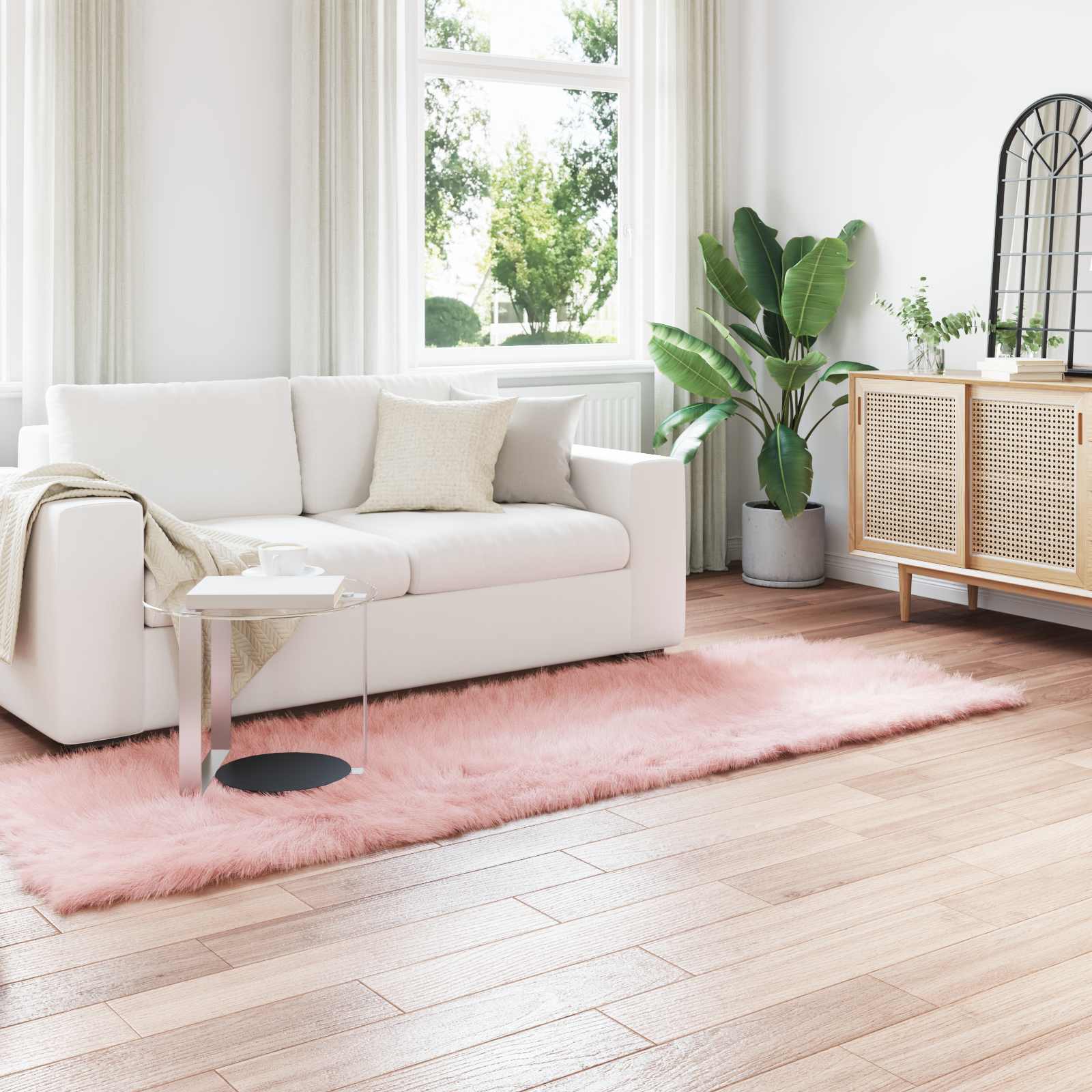 vidaXL TAFALLA - Fuskopel Lammeskindstæppe - Pink - 80x250 cm