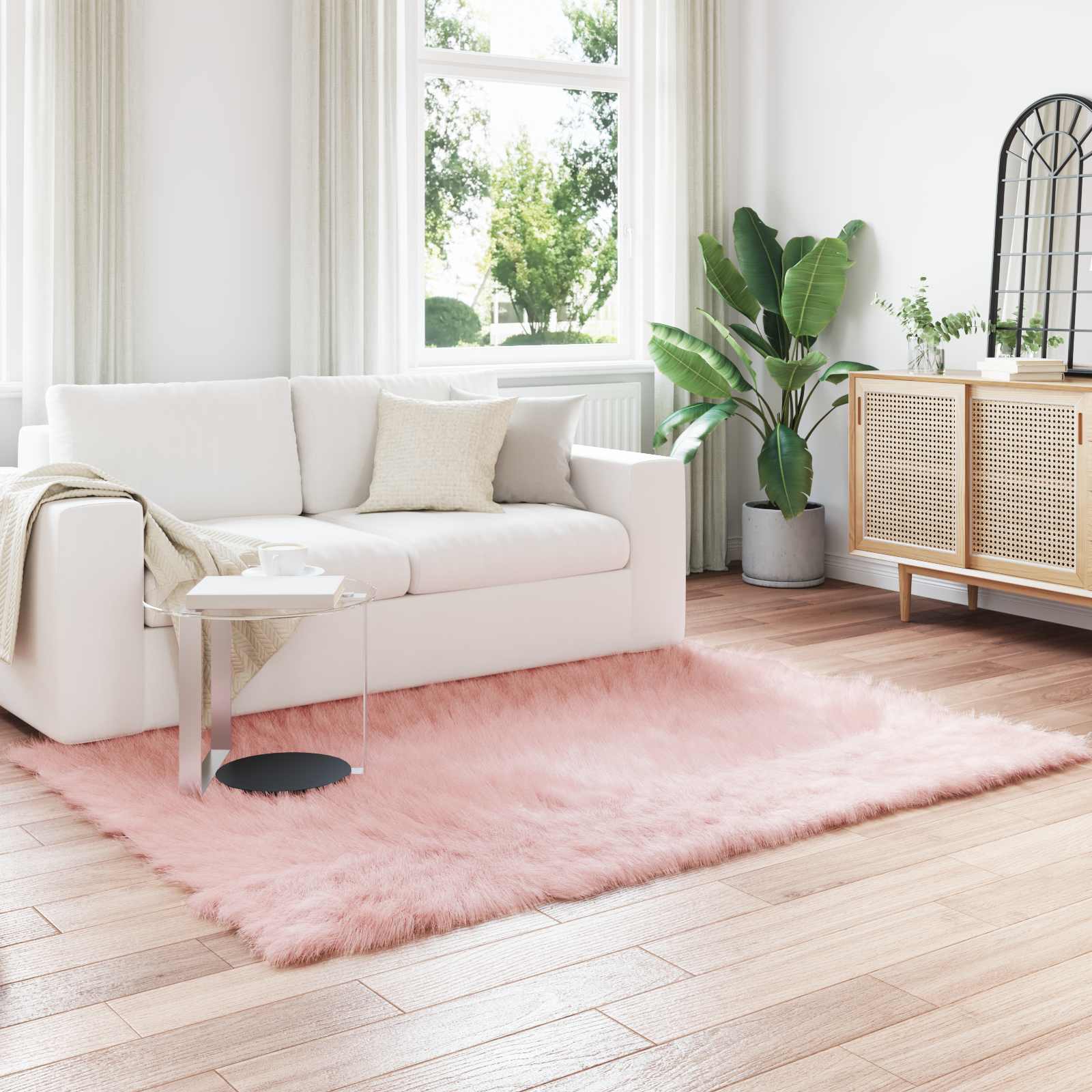vidaXL Tafalla - Fuskobbel Lammeskindstæppe - Pink - 140x200 cm
