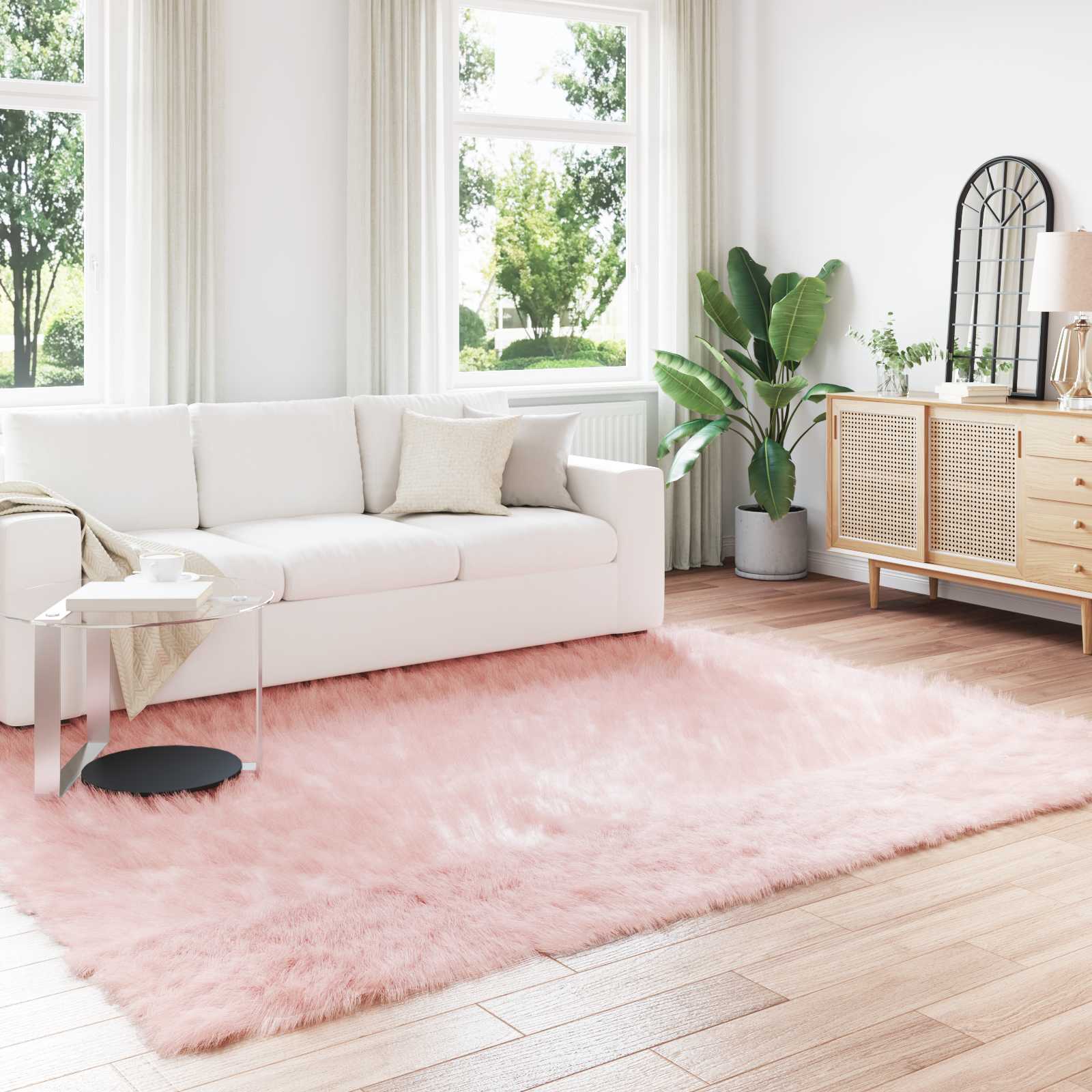 vidaXL TAFALLA - Fuskobbel Lammeskindstæppe - Pink - 240 x 340 cm