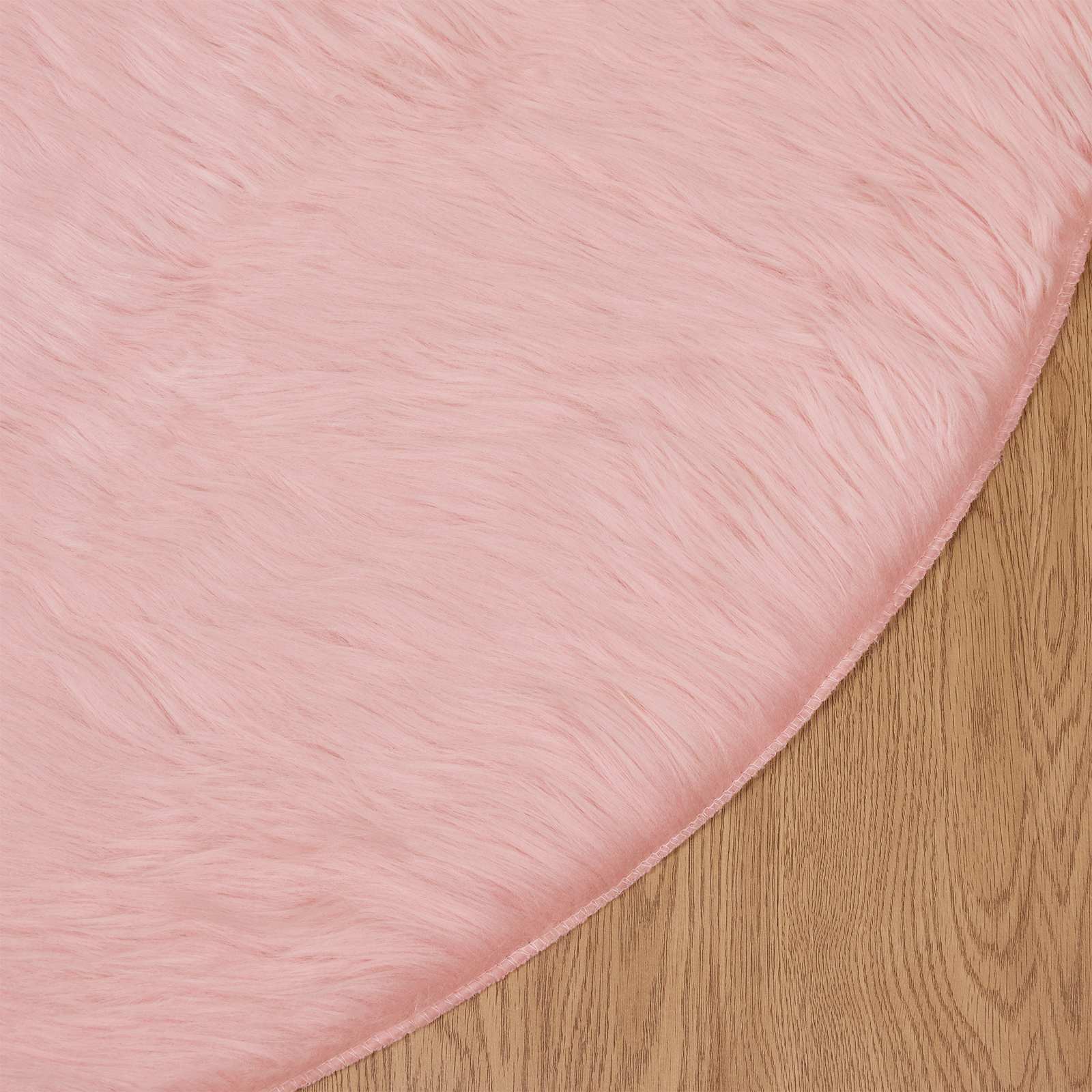 Fuskobbel lammeskindstæppe TAFALLA Lyserød Ø 80 cm Polyester